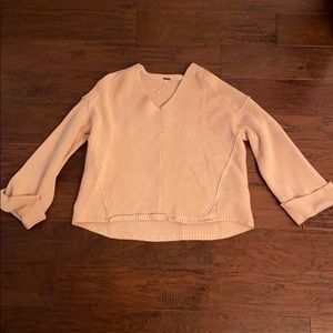 Free People Bell Sleeve V Neck Pink Sweater S